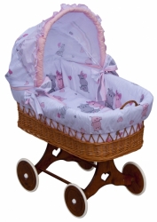 Proutěný košík na miminko s boudičkou Scarlett Pupis - růžová