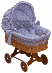 Proutěný košík na miminko s boudičkou Scarlett hvězdička - šedá