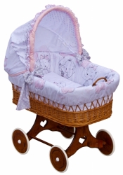Proutěný košík na miminko s boudičkou Scarlett Gusto - růžová