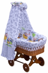 Proutěný košík na miminko s nebesy Scarlett Kulíšek - šedá