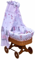 Proutěný košík na miminko s nebesy Scarlett Pupis - růžová