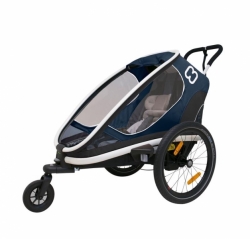 HAMAX Outback One - jednomístný vozík za kolo vč. ramena + kočárkový set - Navy Blue, polohovací